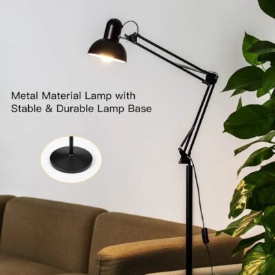 Adjustable Metal Floor Lamp | Rotating Head & E27 Bulb Included