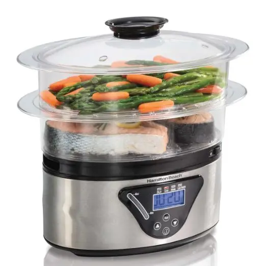 Hamilton Beach Digital Food Steamer – 2-Tier 5.2L Black Stainless Steel