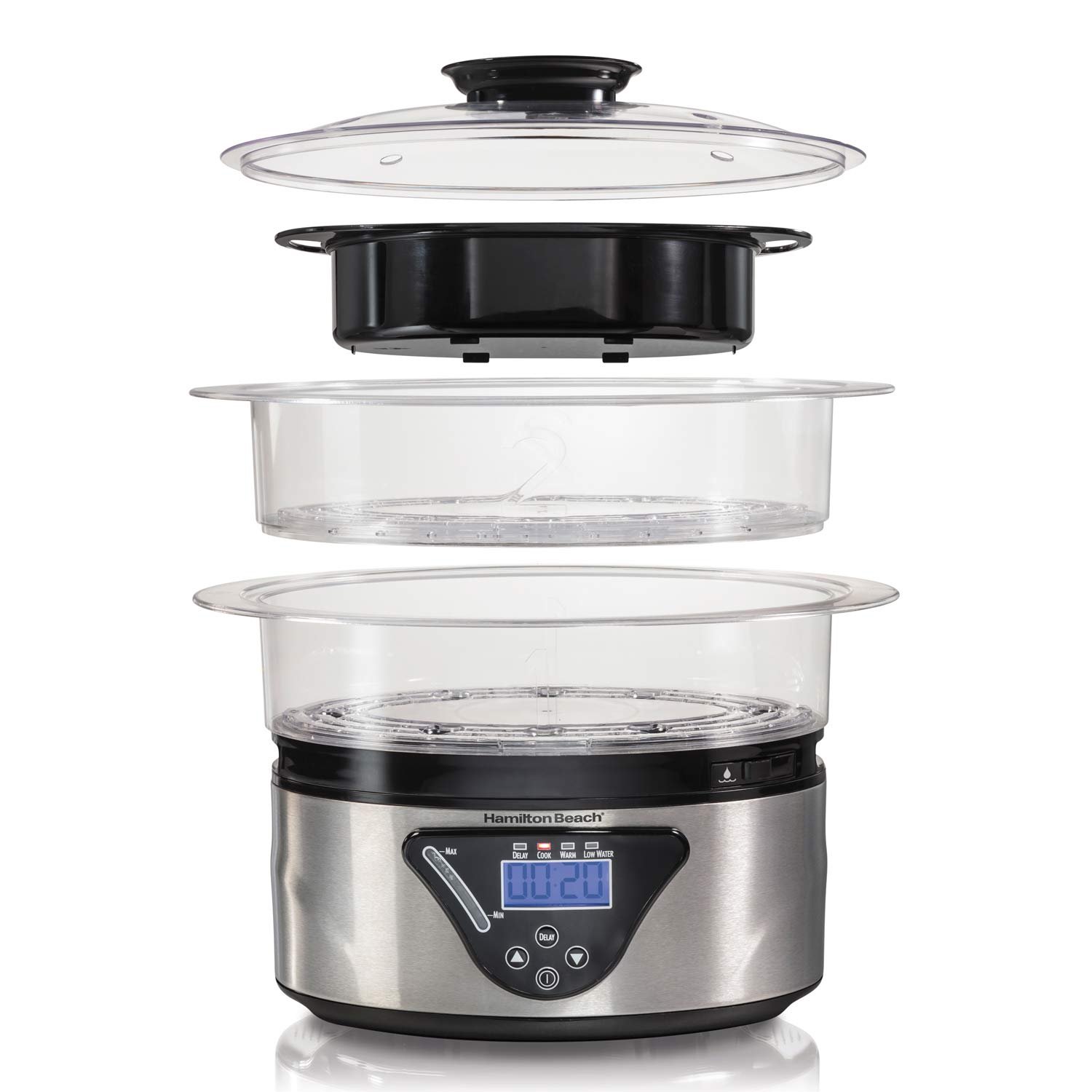 Hamilton Beach Digital Food Steamer – 2-Tier 5.2L Black Stainless Steel