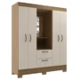 Wembley 4-Door 2-Drawer Wardrobe with Mirror – Brown/Taupe