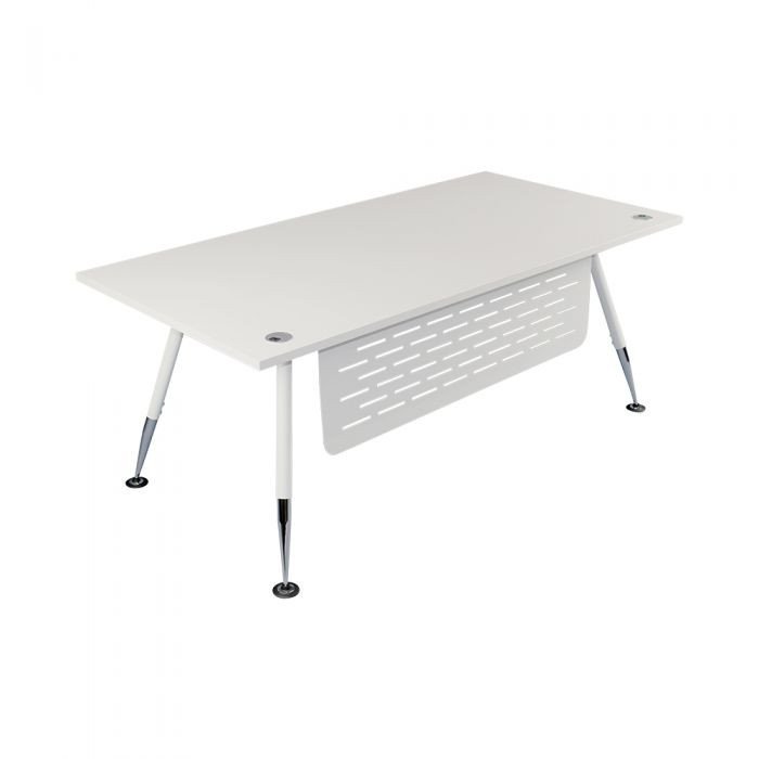 Modern Design Executive Office Desk in white and grey with privacy panel.