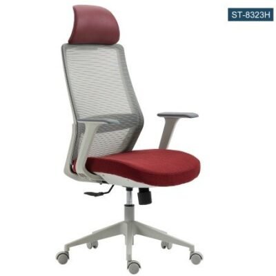 Lumo High-Back Ergonomic Executive Reclining Office Chair (Red Seat, Grey Backrest)
