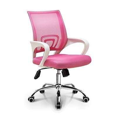 Adjustable Ergonomic Mesh Office Chair – Pink and White