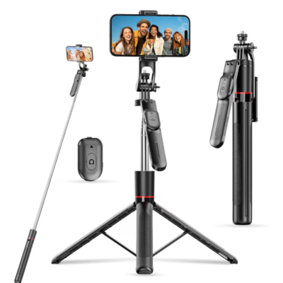 Live Streaming Tripod Stand with Wireless Remote & Adjustable Phone Stand