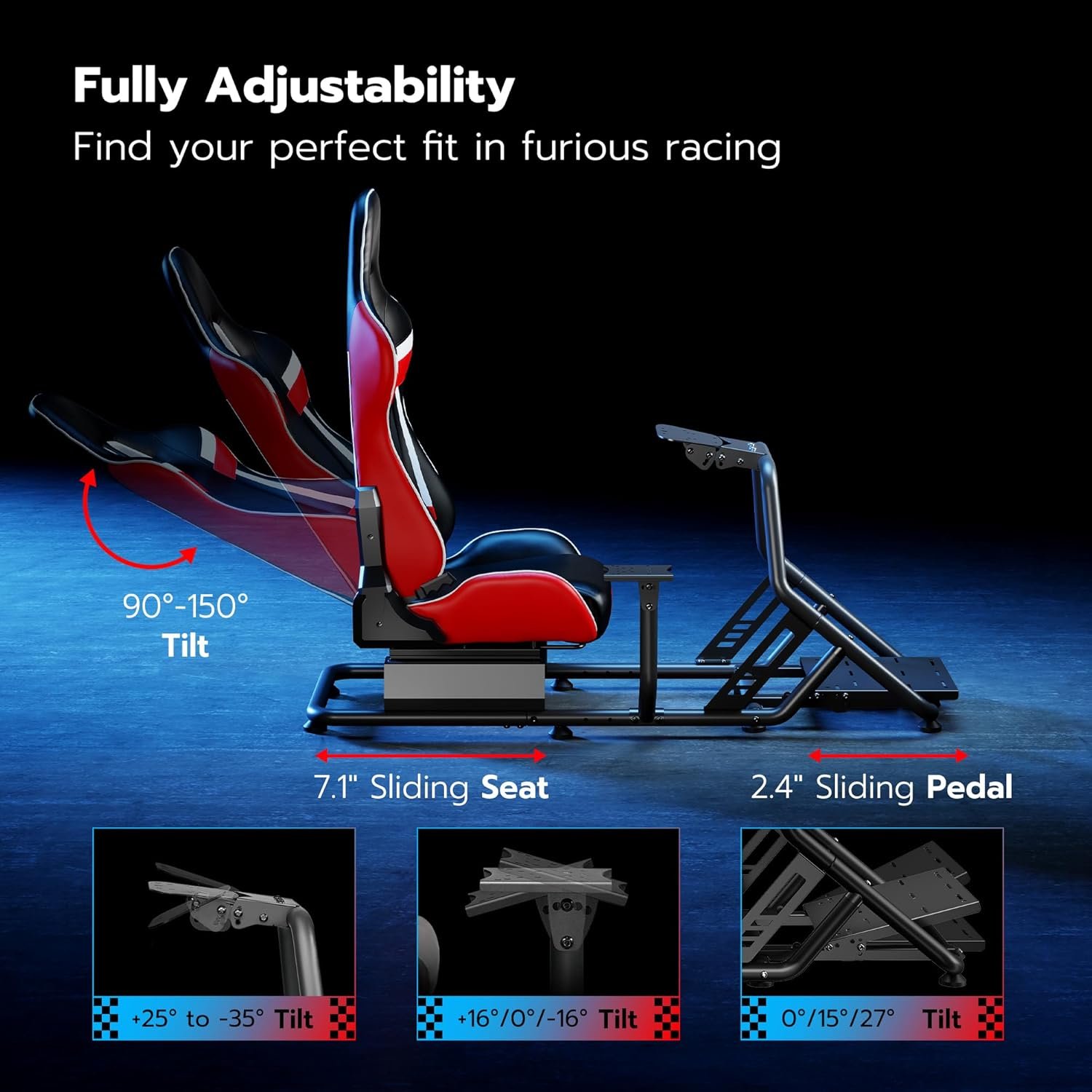ARES WING Racing Simulator Cockpit with Adjustable Seat – Compatible with Fanatec, Thrustmaster, Logitech, Moza for PS5/PS4/Xbox/PC