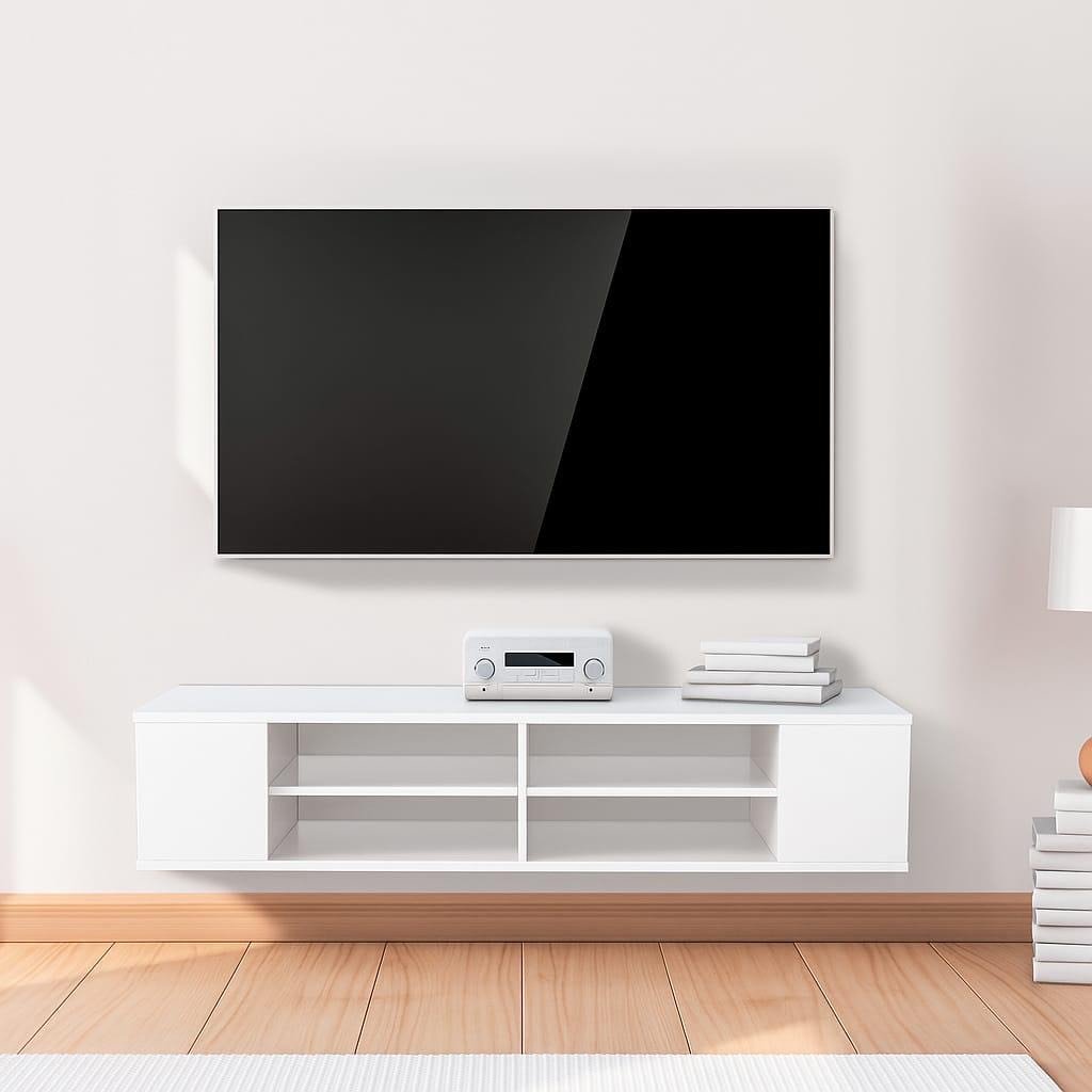 Wall Mounted TV Console Shelf – White | Sleek, Space-Saving & Modern Design!