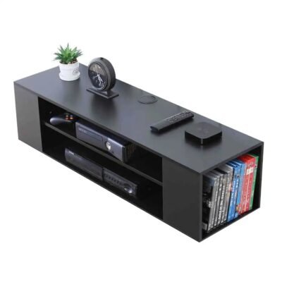 Floating Wall-Mounted TV Console Shelf – Black