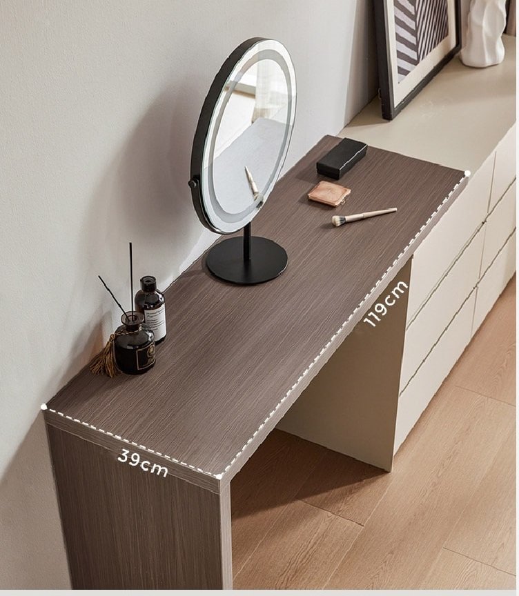 3-Drawer Vanity Cabinet with Stool & Mirror – Grey Finish