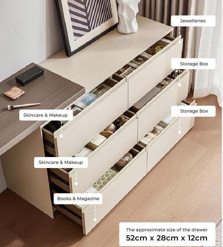 3-Drawer Vanity Cabinet with Stool & Mirror – Grey Finish