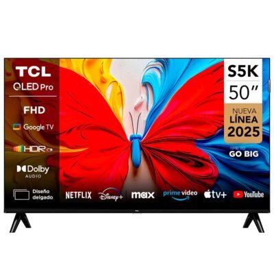 TCL 50″ QLED S5K Series Google TV – 1080p FHD, HDR, Smart QLED Display