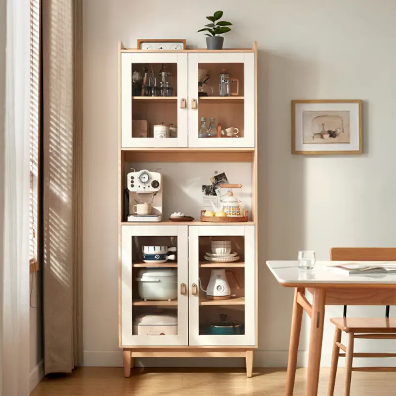 Modern Multi-Compartment Sideboard Cabinet with Double-Layer Storage & Acrylic Doors