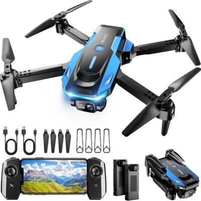 Foldable 1080P Camera Drone for Beginners – Voice Control, 3D Flip, One-Key Start, 2 Batteries, Kids & Adults Quadcopter