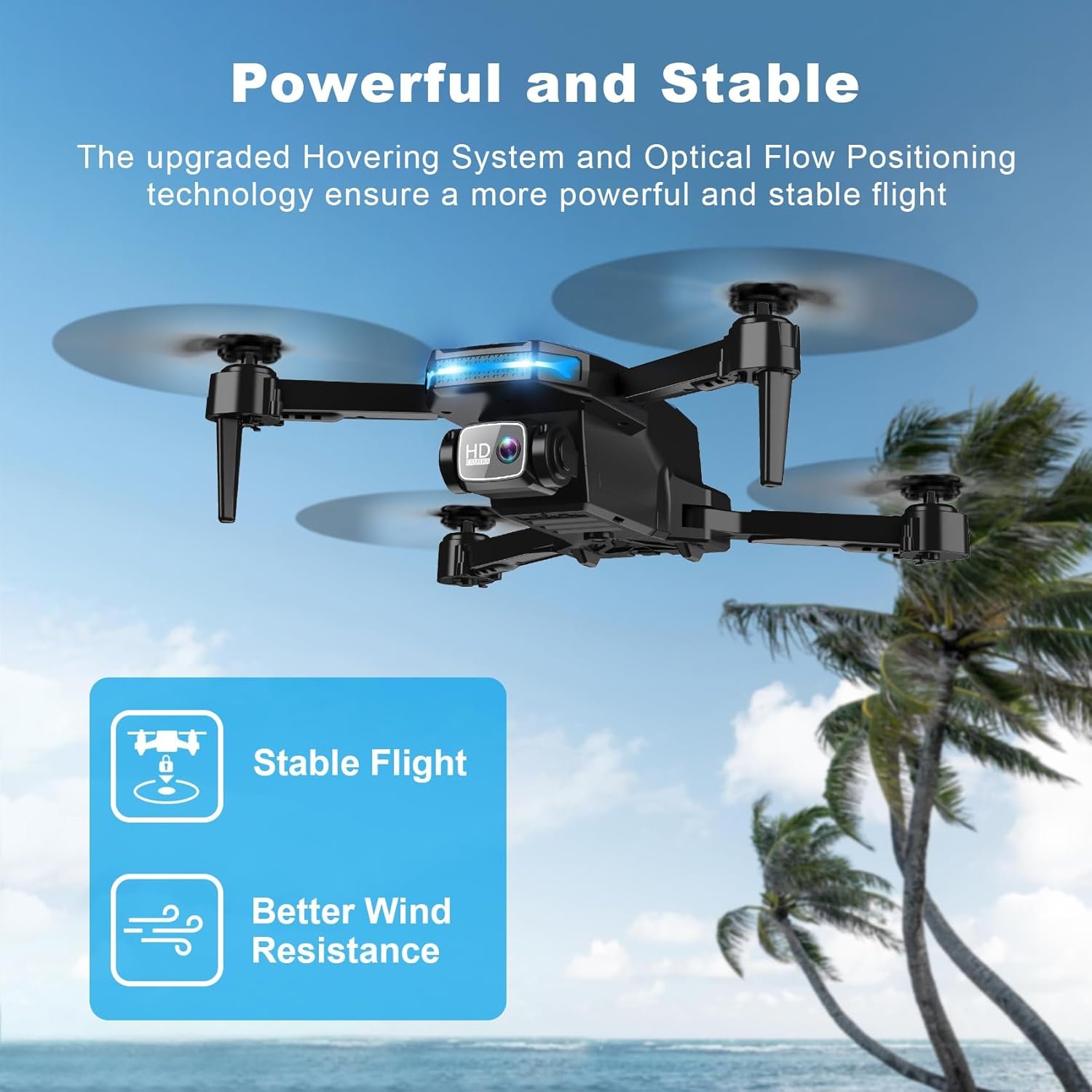Foldable 1080P Camera Drone for Beginners – Voice Control, 3D Flip, One-Key Start, 2 Batteries, Kids & Adults Quadcopter