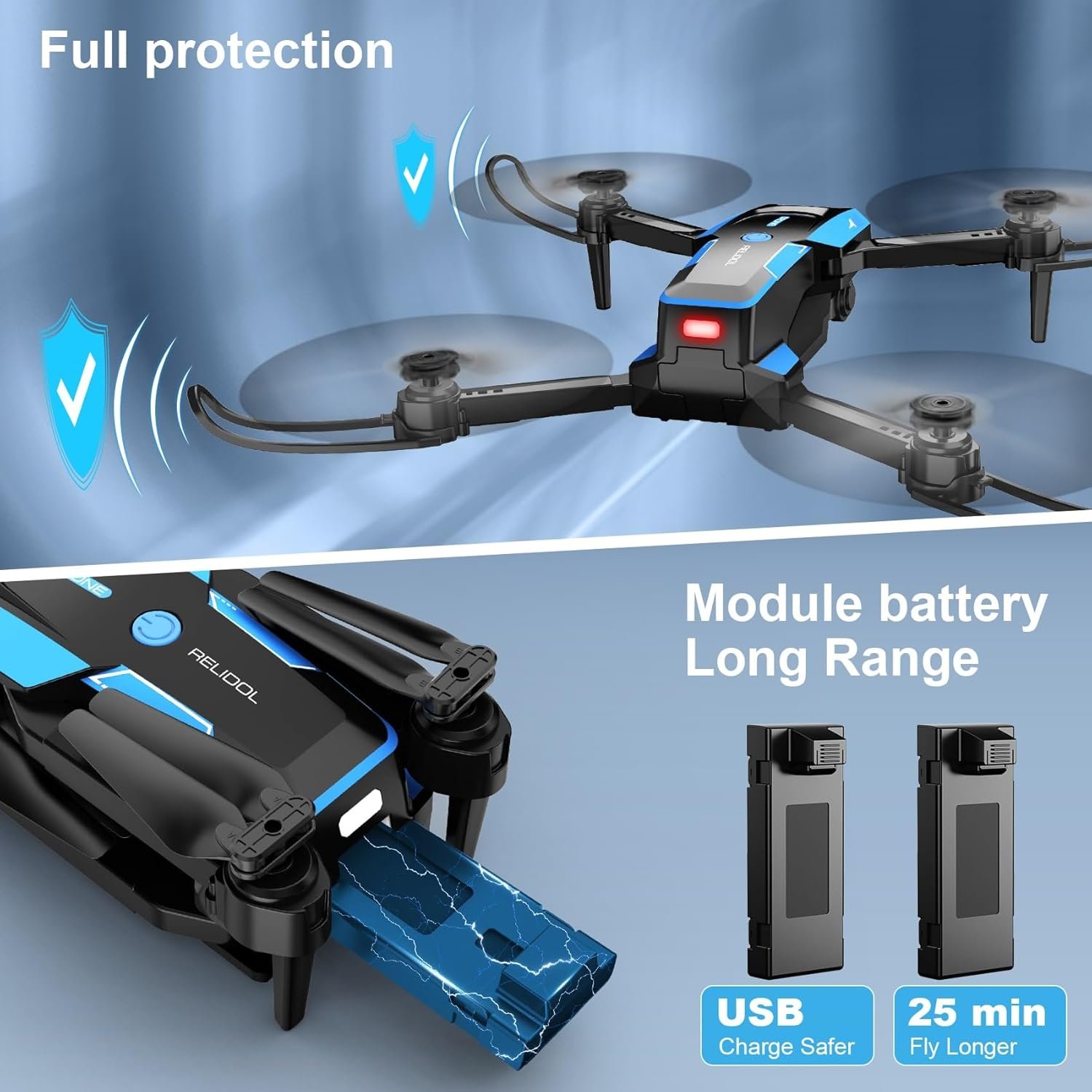 Foldable 1080P Camera Drone for Beginners – Voice Control, 3D Flip, One-Key Start, 2 Batteries, Kids & Adults Quadcopter