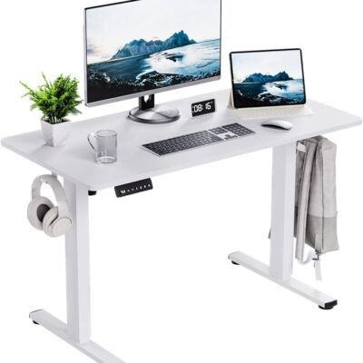 Electric Sit-Stand Desk (55″ x 24″) – Motorized Height Adjustable Desk for Home & Office