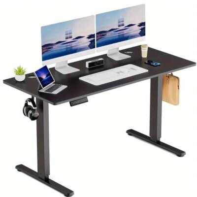 BLACK ELECTRIC SIT-STAND DESK – ADJUSTABLE HEIGHT (55″ x 24″)