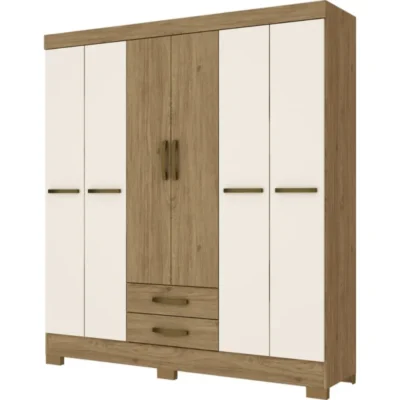 Commodity 6 Door Wardrobe Rustic Off White