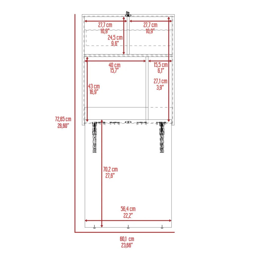 Wall-Mounted Folding Desk with Shelves – White Oak | Space-Saving Home Office Desk
