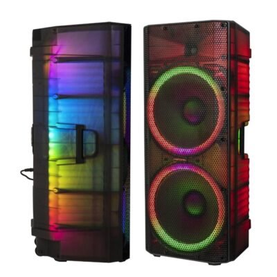 MEMOREX 15″ Twin PA Bluetooth Speaker with LED Lights | 2000W RMS Powerful Portable Sound System