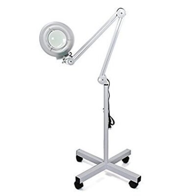 LumiPro 5X Professional Magnifying Lamp with LED Ring Light & Rolling Stand