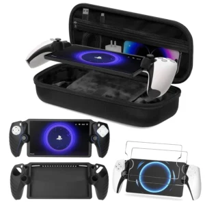 3-in-1 Accessories Kit for PlayStation Portal – EVA Carrying Case, Silicone Cover & 2 Screen Protectors