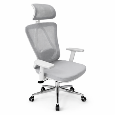 Neo Executive Ergonomic Chair – Adjustable Mesh Office Chair (White & Grey)
