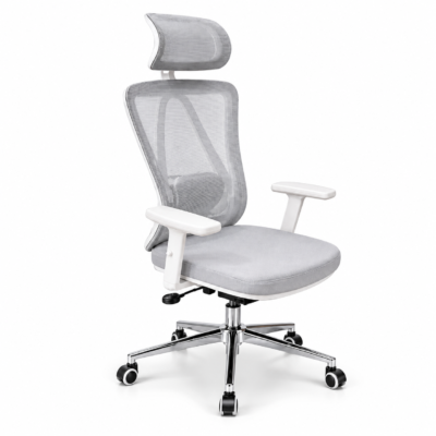 Neo Executive Ergonomic Chair – Adjustable Mesh Office Chair (White & Grey)