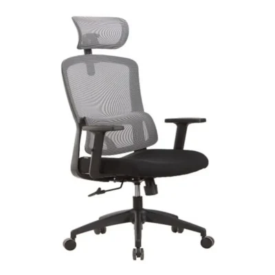 Elite Ergonomic Office Chair with Headrest & Wheels – Grey Mesh Back, Adjustable Desk Chair | Trinidad