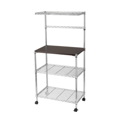 Welland 3-Tier Chrome Baker’s & Microwave Oven Rack with Rolling Casters