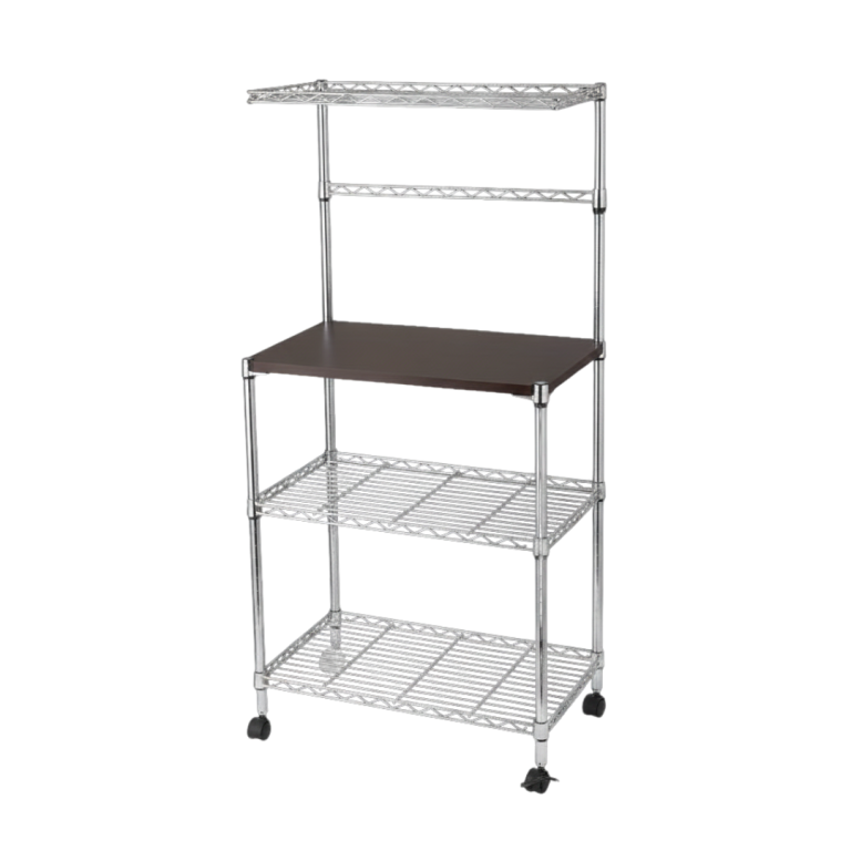 Welland 3-Tier Chrome Baker’s & Microwave Oven Rack with Rolling Casters at Shopro Trinidad