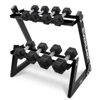 Everlast Hexagonal Dumbbell with Rack Set (11 Pieces)