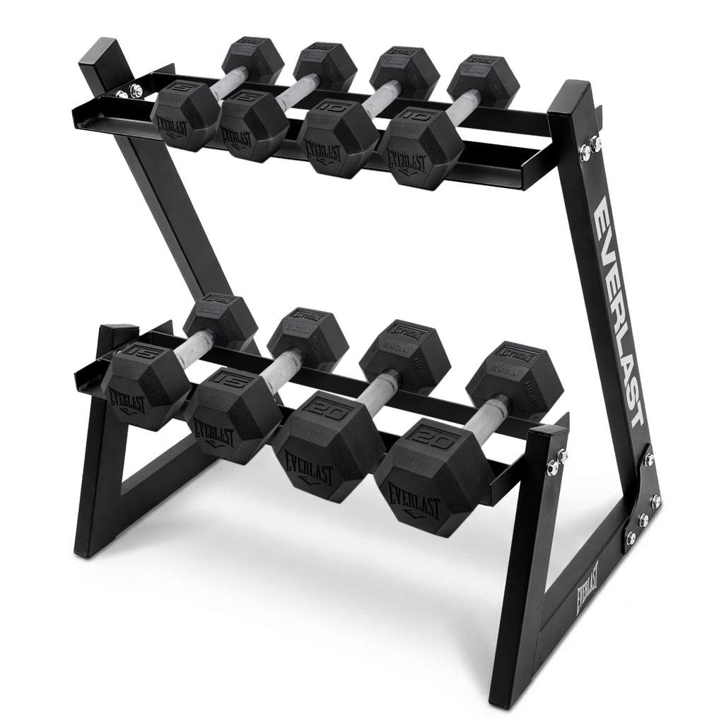 Everlast Hexagonal Dumbbell with Rack Set (11 Pieces)