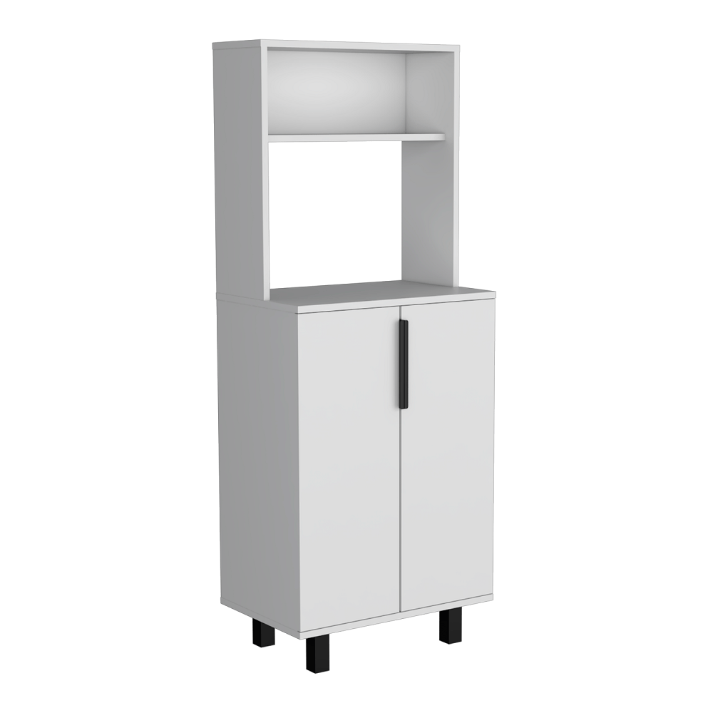 Space-Smart White 2-Door Microwave Kitchen Cupboard with Shelf at Shopro Trinidad