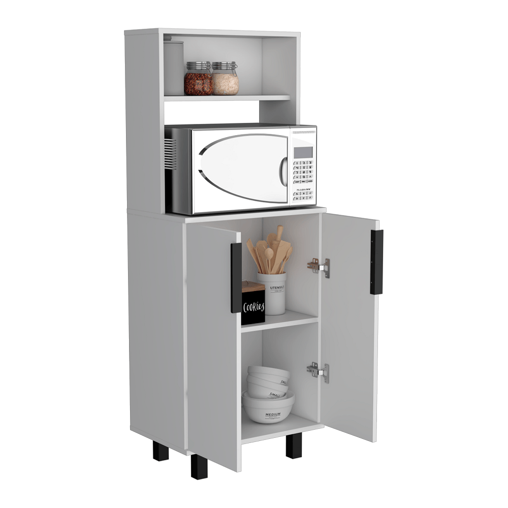 Space-Smart White 2-Door Microwave Kitchen Cupboard with Shelf at Shopro Trinidad
