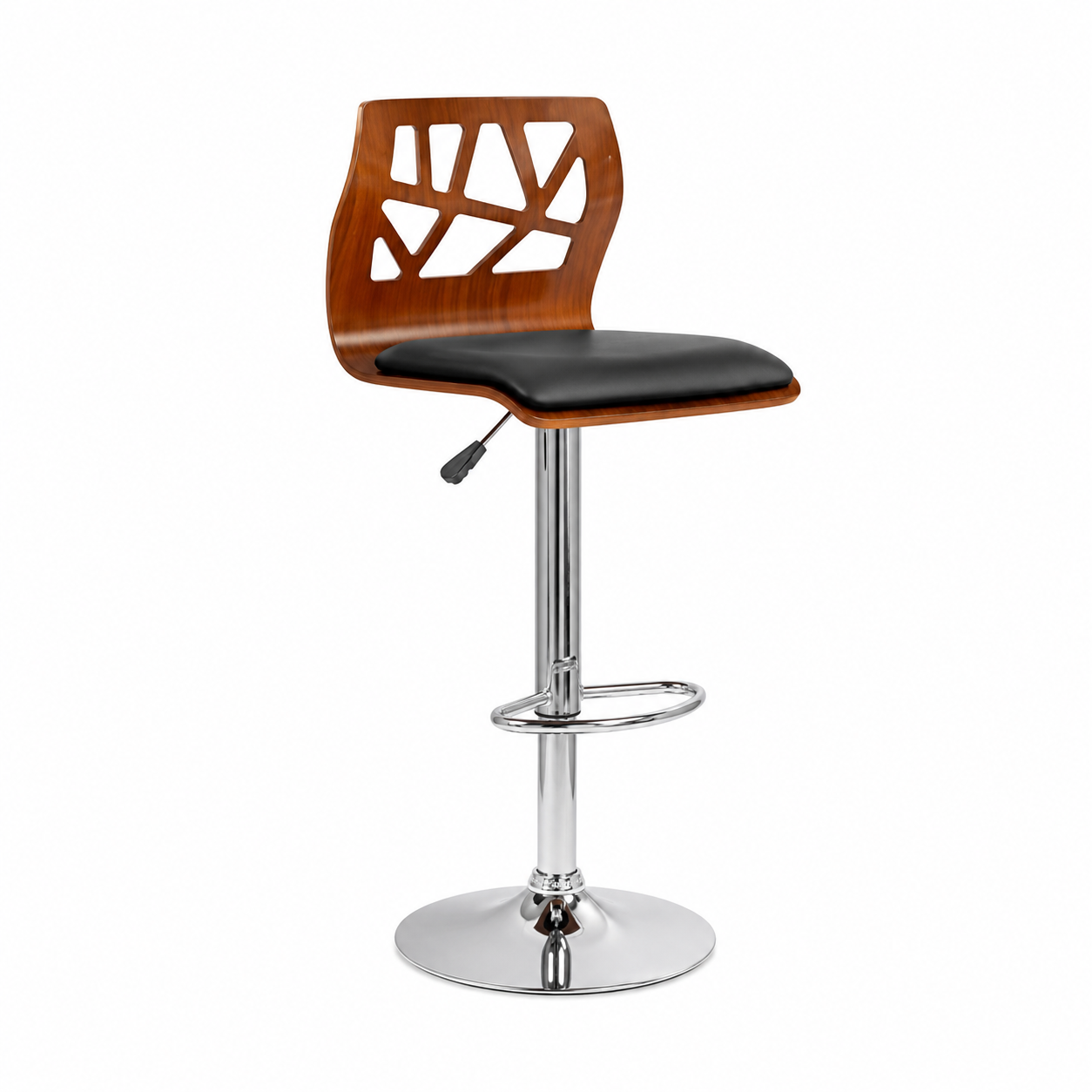 Goya YL-8043 Wooden Bar Stool with Backrest and Polished Base - Shopro Trinidad