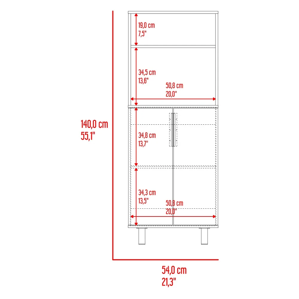 Space-Smart White 2-Door Microwave Kitchen Cupboard with Shelf at Shopro Trinidad