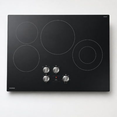 Samsung 30” 4-Element Electric Cooktop Trinidad – Smooth Glass Ceramic Surface, Front Controls & Dishwasher-Safe Knobs | NZ30FG5332RKAA
