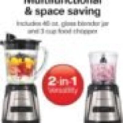 Hamilton Beach 2-in-1 Blender & Chopper – 700W, Glass Jar, 12 Functions
