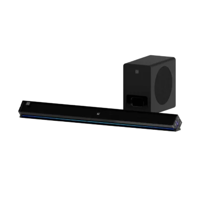 Unno Tekno EdgeBar Soundbar with Wireless Subwoofer – 80W 2.1 Channel Bluetooth Speaker System