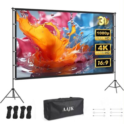 AAJK 100″ Outdoor Projector Screen with Stand – Portable 16:9 4K Wrinkle-Free Screen | Shopro Trinidad
