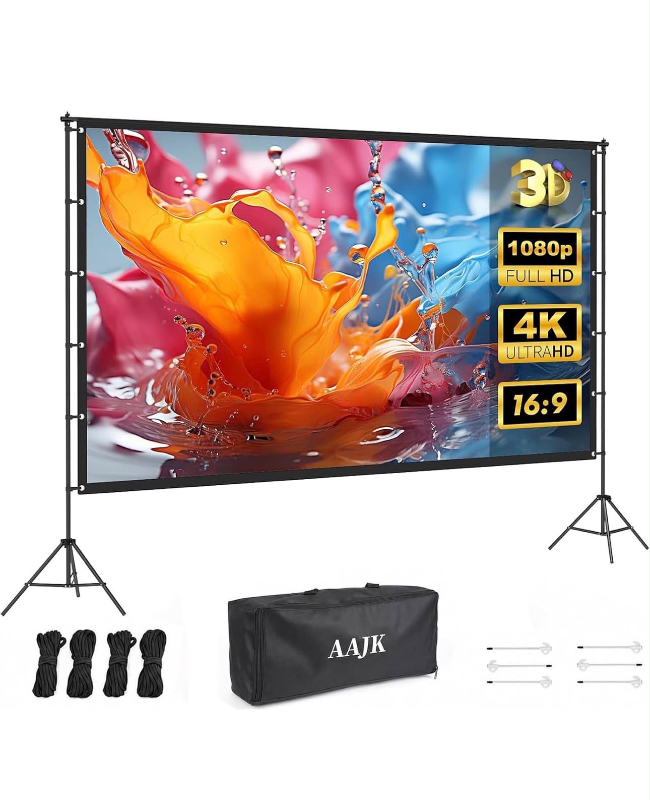 AAJK 100″ Outdoor Projector Screen with Stand – Portable 16:9 4K Wrinkle-Free Screen | Shopro Trinidad