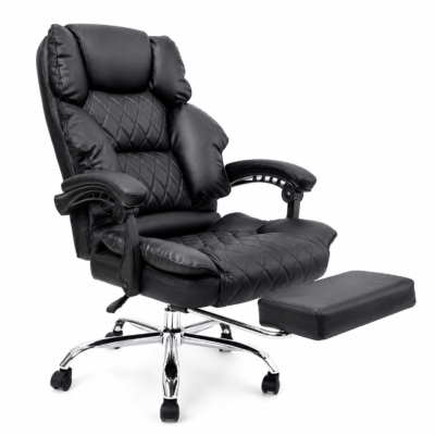 Shopro Royale Executive Chair – Reclining Office Chair with Footrest, Ergonomic Black Leather Computer Chair | Shopro Trinidad