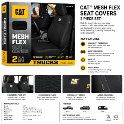 CAT® Mesh Flex Seat Covers for Trucks | 2 Piece Heavy-Duty Seat Cover Set in Trinidad at Shopro