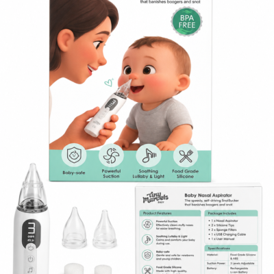 Tiny Marvels Baby Nasal Aspirator – Electric USB Rechargeable Nasal Cleaner with 3 Suction Levels | Shopro Trinidad & Tobago