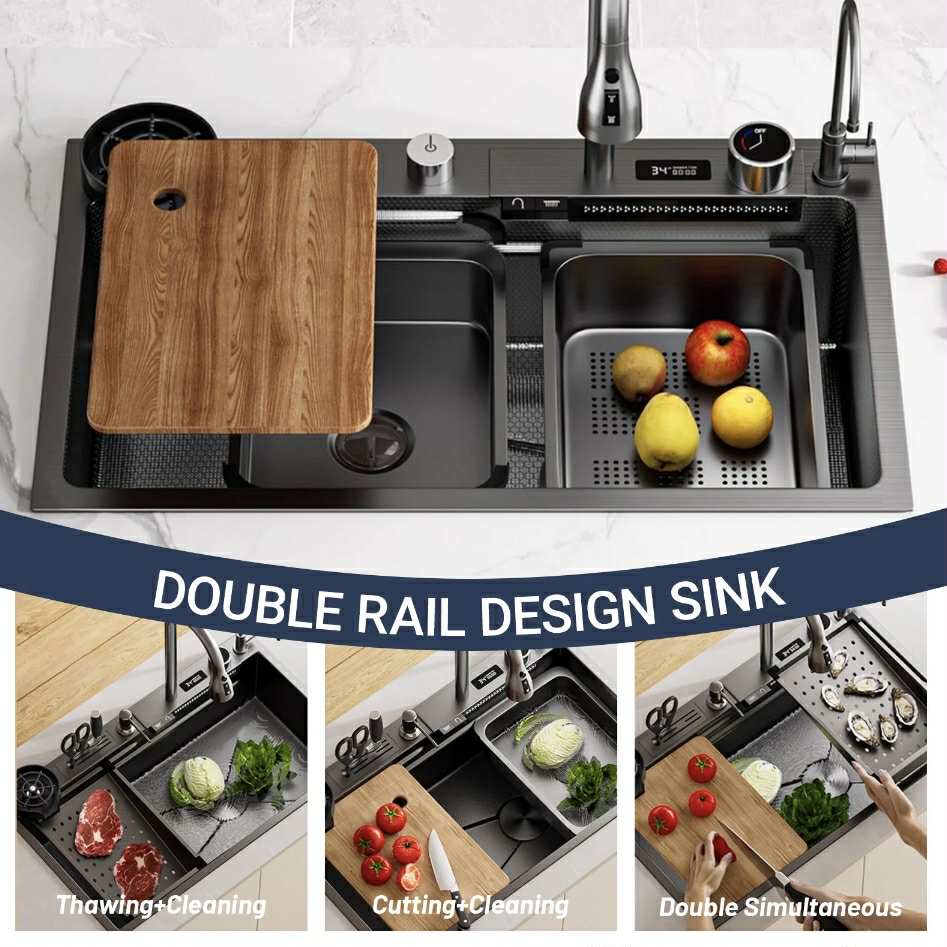 Smart 30-Inch Black Stainless Steel Kitchen Sink with Faucet & Accessories – 30″ x 18″ x 8″ at Shopro Trinidad