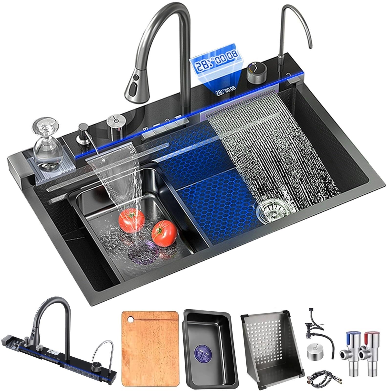 Smart 30-Inch Black Stainless Steel Kitchen Sink with Faucet & Accessories – 30″ x 18″ x 8″ at Shopro Trinidad