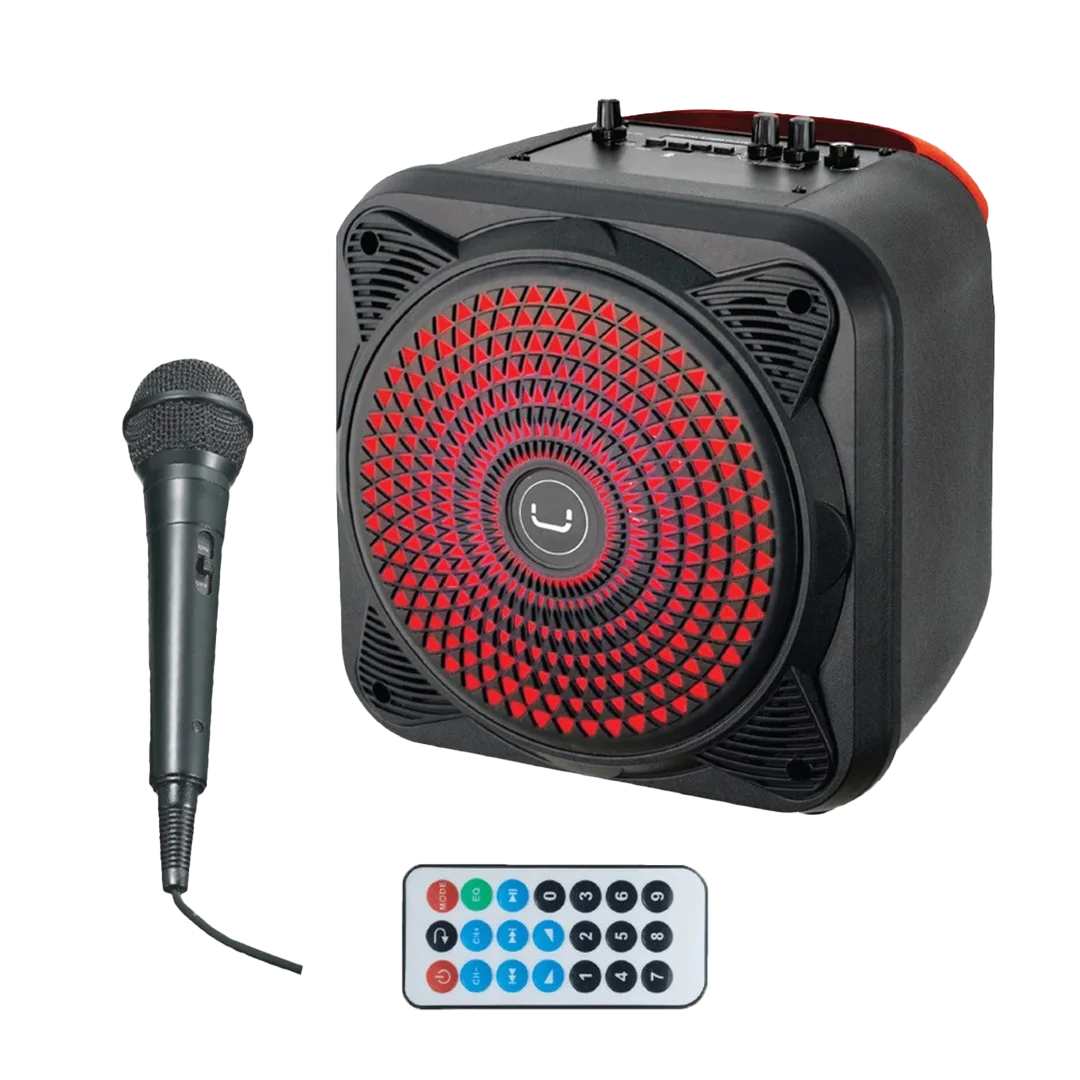 Unno Tekno BeatBox TWS Karaoke Speaker – 8″ Bluetooth Speaker with RGB Lights & Microphone at Shopro Trinidad