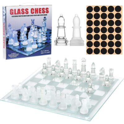Glass Chess Set – Frosted & Clear Glass Chess Pieces with Glass Board | Shopro Trinidad