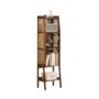 Retro Bamboo Bookcase – Walnut Brown Rattan Storage Shelf for Home & Office | Shopro Trinidad
