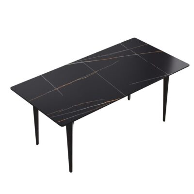 Black and Gold Shopro Rectangular Sintered Stone Dining Table – Seats 4–6 | Shopro Trinidad